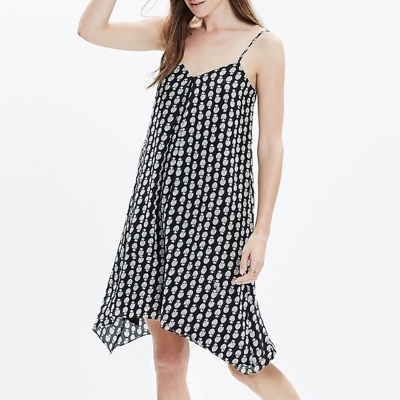 Madewell Silk Trapeze Cami Summer Dress in Bloomstamp Woodblock Print NWT Sz XS - Picture 1 of 13